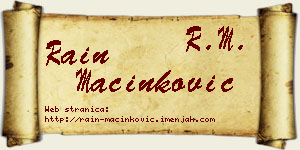 Rain Mačinković vizit kartica